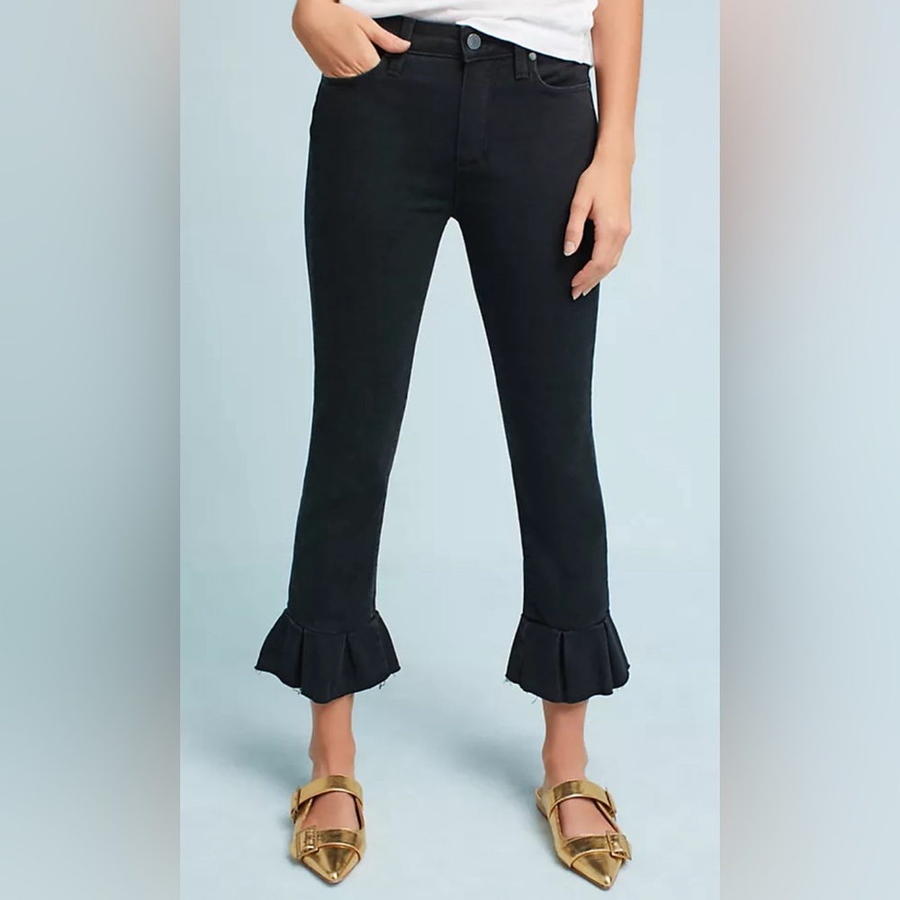 Paige Jeans Rafaela Mid-rise Skinny Cropped Ruffle Jeans  size 27